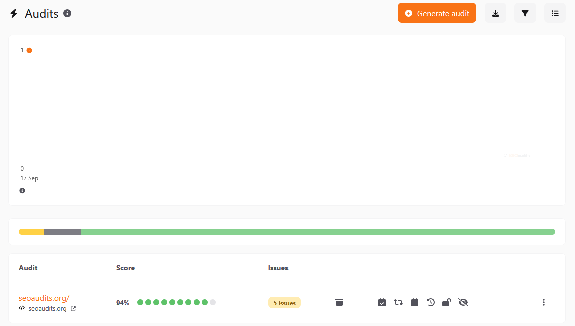 Screenshot of the public app audit page